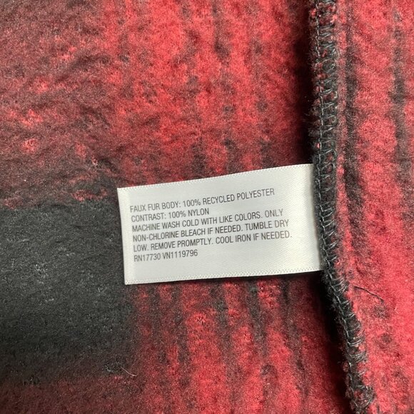 GOODFELLOW & CO JACKET MENS L HIGH PILE FLEECE FAUX FUR BLACK RED POCKETS NWT - Picture 6 of 9